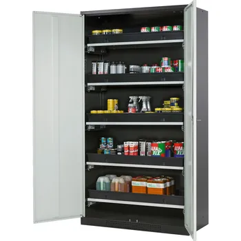 Skříň na chemikálie Systema-T CS-105, korpus antracitový, křídlové dveře šedé, 5 výsuv. van