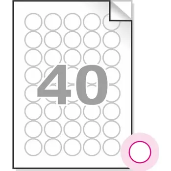 Samolepící etiketa Samolepící etikety, A4, 100ks, (prům.30mm), 40ks/A4 - kulaté