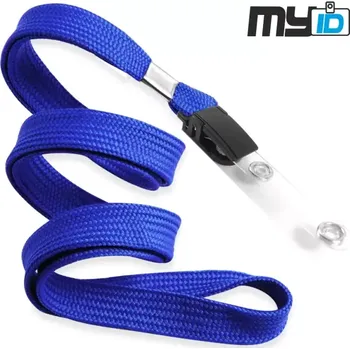 Šňůrka na krk s plastovým klipem a šlí, 1ks, modrá