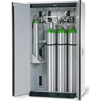 Protipožární skříň na plynové lahve asecos G30, 4 x 50 l lahev, š 1200 mm, 2křídlé dveře, šedá