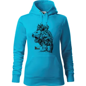 Dámská mikina Mikina - Český lev - armáda Barva: Modrá - tyrkysová (44), Velikost: L, Střih: Dámské
