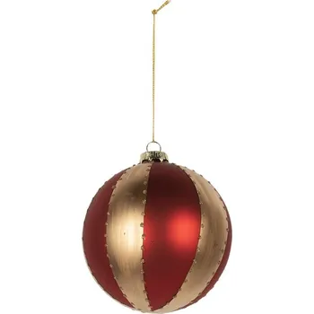 Vánoční ozdoba Červenozlatá skleněná vánoční ozdoba - 12*12 cm