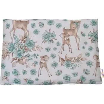 Povlak na dekorativní polštářek Baby Nellys Povlak na polštářek Srnka a růže Mátový Bavlna, 40/60 cm