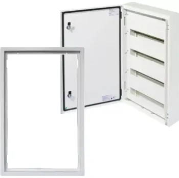 Rozvaděč Kovová skříň SEZ T-BOX 72/4/18 s přídavným rámem pro instalaci pod omítku, 18 modulů - 4 řady, IP 65 (SEZ T-BOX 72/4/18 + rám)