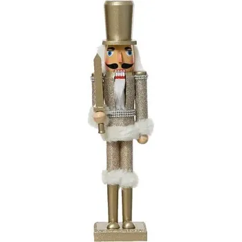 Vánoční dekorace Vánoční dekorace dřevěný Louskáček champagne, 10x8x50 cm