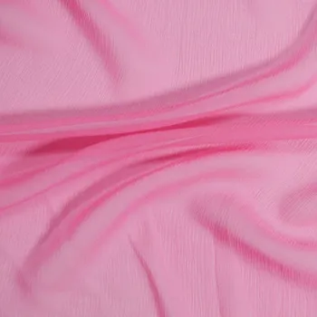 Krešovaný hedvábný šifon růžový, š.130