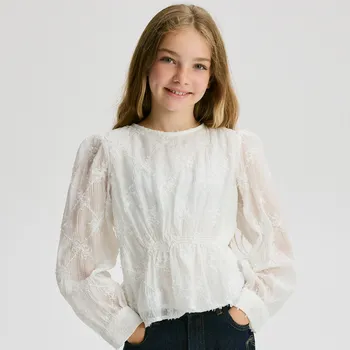 Dívčí košile Reserved - Halenka s výšivkou - krémová - 454FW-01X - 454FW-01X-152