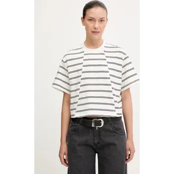 Bavlněné tričko G-Star A line stripe boxy D27180.E134 béžová 01X, vel. XL