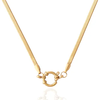 Řetízek Řetízek s karabinkou plochý zlatý