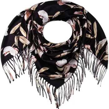 Šátek Dámský hřejivý šátek květinový černý 7200802-1