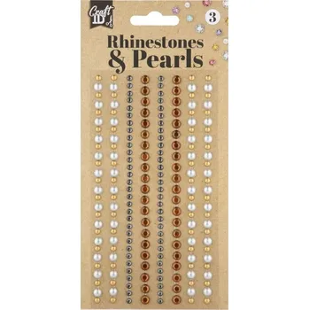 Dekorační kamínky a perly, 212 ks - zlatoměděné