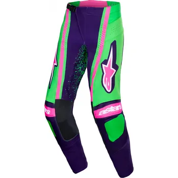 Moto kalhoty Kalhoty techstar nomur, alpinestars (tmavě fialová/zelená/růžová fluo, vel. 32)
