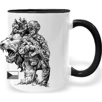 Hrnek - Český lev - armáda Barva: Černá