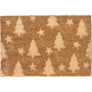 Vánoční dekorace Vánoční rohožka před dveře se stromečky a vločkami 1ks, 60x40x1,5 cm - Stromečky