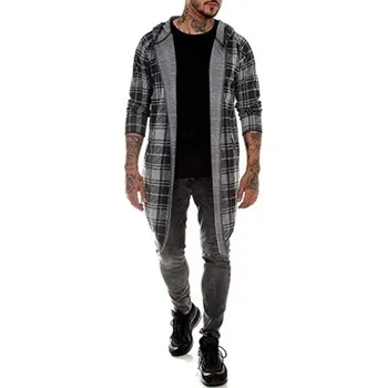 Pánský svetr Pánský kostkovaný cardigan F1099 světle šedá XS