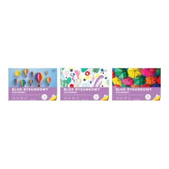 Blok Blok rysunkowy kolorowy. A4 20kartek 80g barwiony w masie.