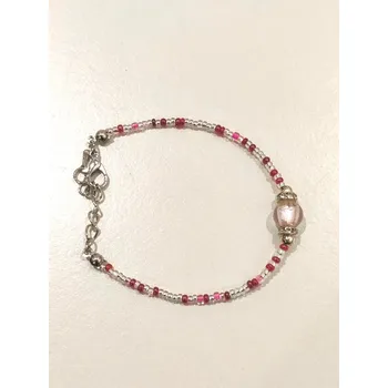 Náramek Náramek Murano glass s kuličkou - růžový Barva: Stříbrná