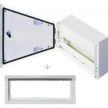 Rozvaděč Kovová skříň SEZ T-BOX 18/1/18 s přídavným rámem pro instalaci pod omítku, 18 modulů - 1 řada, IP 65 (SEZ T-BOX 18/1/18 + rám)