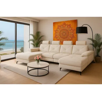 Sedací souprava Rozkládací rohová sedačka MERRY U béžová