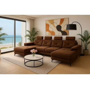 Sedací souprava Rozkládací rohová sedačka MERRY U hnědá