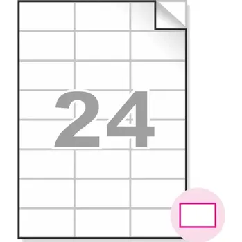 Samolepící etiketa Samolepící etikety, A4, 100ks, (70x37mm), 24ks/A4 - hranaté