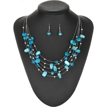 Souprava šperků B-TOP Boho souprava z nepravidelných korálků Druh barvy: Modrá