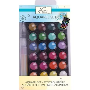 Umělecký štětec Akvarelový set 28 ks + štětec, blok