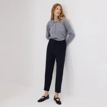 Dámské kalhoty Reserved - Cigaretové kalhoty s&nbsp;puky - tmavomodrá - 8414B-59X - 8414B-59X-36