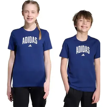 Chlapecké tričko Dětské bavlněné tričko adidas tmavomodrá barva, s potiskem, JV5193 59X, vel. 152