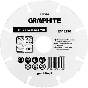 Řezný kotouč Graphite Kotouč pro řezání dřeva s hřebíky 115 x 1,2 x 22,22 mm