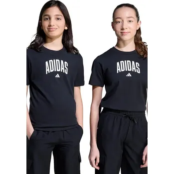 Dětské bavlněné tričko adidas černá barva, s potiskem, JV5192 99X, vel. 176
