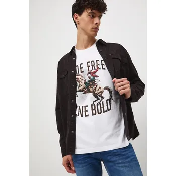 Pánské tričko Bavlněné tričko Medicine pánské, bílá barva, s potiskem RW25-TSM400 00X, vel. XL