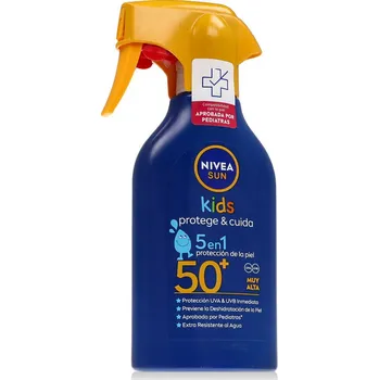 Přípravek na opalování Nivea Sun Kids Protect & Care Sun Spray 5 in 1 SPF50+ ochranné tělové mléko na opalování pro děti 270 ml