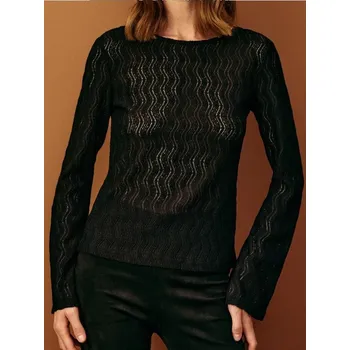 Dámská halenka Sinsay - Halenka z ažurového úpletu s dlouhými rukávy - černá - 286FK-99X - 286FK-99X-XL