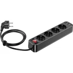 Prodlužovačka HOCO NS1 - 4x zásuvka + 2x USB-A + USB-C 20W - 1,8 m - černá
