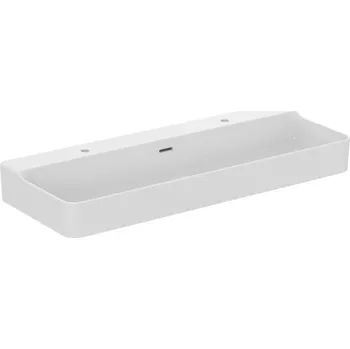 Umyvadlo Ideal Standard Conca - Nástěnné dvojumyvadlo 1200 mm, broušené, s přepadem, IdealPlus, bílá T3839MA