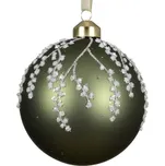 Vánoční skleněná ozdoba koule zelená/bílá matná 1ks, 10 cm - Zelená