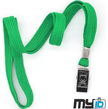 Šňůrka na krk s kovovým klipem ECO, 1ks, zelená