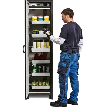 Protipožární skříň na nebezpečné látky asecos Basis-Line typ 30-66R, antracit-stříbrná, 6 ks vany