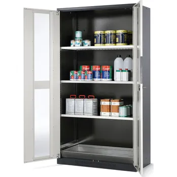 Skříň na chemikálie Systema CS-103G, korpus antracit.,křídl. dveře bílé, 3 vlož. police a podl. vana