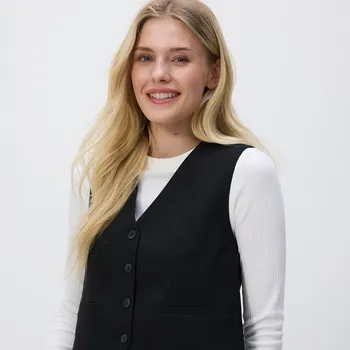 Dámské sako Reserved - Obleková vesta z viskózové směsi - černý - 393FM-99X - 393FM-99X-XXL