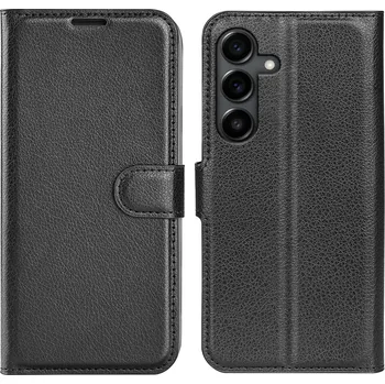 Pouzdro na mobilní telefon Litchi knížkové pouzdro na Samsung Galaxy S25 FE - černé