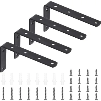 police Favordrory L držák na police, černý (4 ks), 12,5 x 7,5 cm