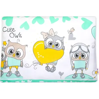 Povlak na dekorativní polštářek Baby Nellys Povlak na polštářek Cute Owls Zelený Bavlna, 40/60 cm
