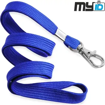 Šňůrka na krk s kovovou karabinou, 1ks, modrá