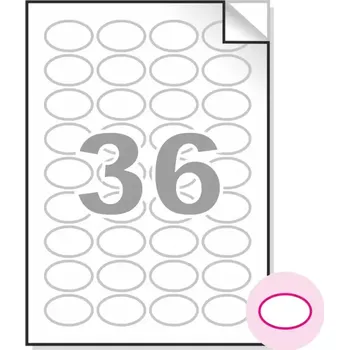 Samolepící etiketa Samolepící etikety, A4, 100ks, (40,6x25,4mm), 36ks/A4 - oválné