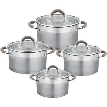 Hrnec Haus Roland Sada nerezového nádobí, 8dílná, šedé úchyty Haus Roland