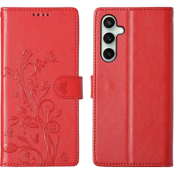 Pouzdro na mobilní telefon Flowers knížkové pouzdro na Samsung Galaxy S25 FE - červené