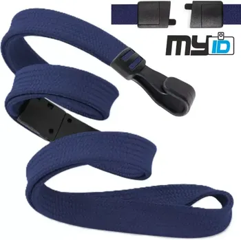 Šňůrka na krk rozpojovací s plastovou karabinou, 1ks, tm. modrá