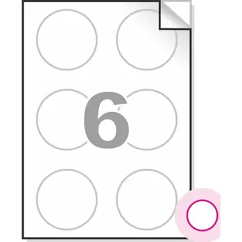 Samolepící etiketa Samolepící etikety, A4, 100ks, (prům.75mm), 6ks/A4 - kulaté